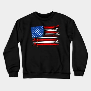 Surfboard usa american flag surfing surf surfer du Crewneck Sweatshirt